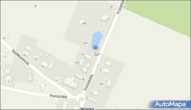 Wysoka Kamieńska, Kozielicka, 11a, mapa Wysoka Kamieńska