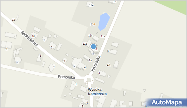 Wysoka Kamieńska, Kozielicka, 9, mapa Wysoka Kamieńska