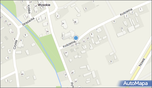 Wysokie, Kościelna, 12, mapa Wysokie