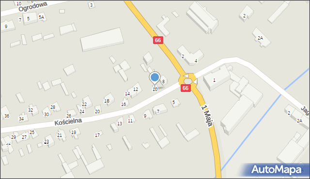 Wysokie Mazowieckie, Kościelna, 10, mapa Wysokie Mazowieckie