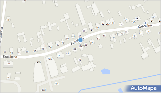 Wysokie Mazowieckie, Kościelna, 43A, mapa Wysokie Mazowieckie