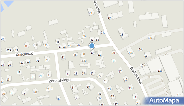 Wysokie Mazowieckie, Kościuszki Tadeusza, gen., 42, mapa Wysokie Mazowieckie