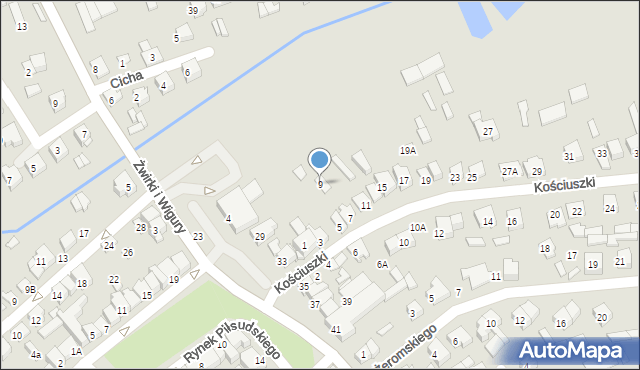 Wysokie Mazowieckie, Kościuszki Tadeusza, gen., 9, mapa Wysokie Mazowieckie