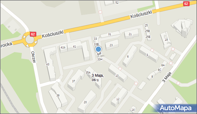 Wyszków, Kościuszki Tadeusza, gen., 33G, mapa Wyszków