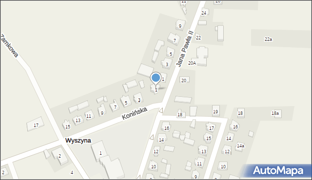 Wyszyna, Konińska, 1, mapa Wyszyna