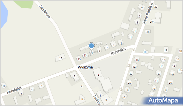 Wyszyna, Konińska, 11, mapa Wyszyna