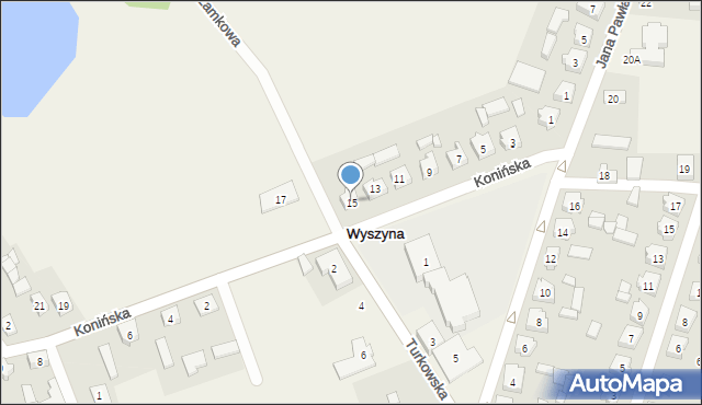 Wyszyna, Konińska, 15, mapa Wyszyna