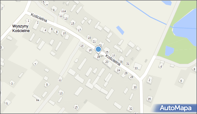 Wyszyny Kościelne, Kościelna, 18, mapa Wyszyny Kościelne