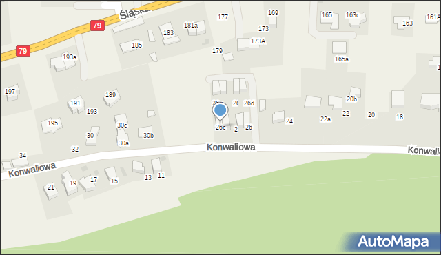 Zabierzów, Konwaliowa, 26c, mapa Zabierzów