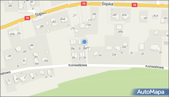 Zabierzów, Konwaliowa, 26d, mapa Zabierzów