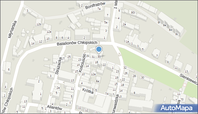 Ząbkowice Śląskie, Kościuszki Tadeusza, gen., 33, mapa Ząbkowice Śląskie