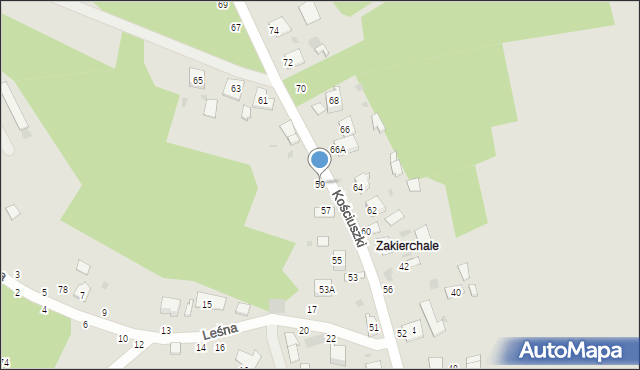 Żabno, Kościuszki Tadeusza, gen., 59, mapa Żabno