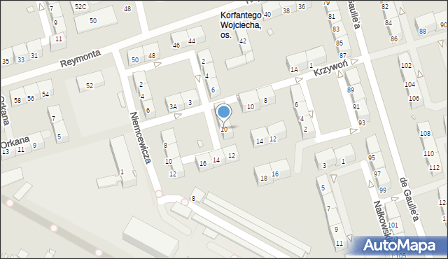 Zabrze, Korzeniowskiego Józefa, 10, mapa Zabrza