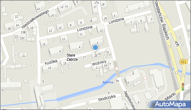 Zabrze, Koźlika Roberta, 18, mapa Zabrza