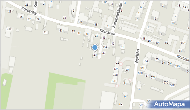 Zabrze, Korczoka Antoniego, ks. dr., 43, mapa Zabrza