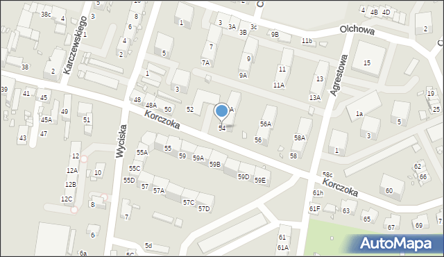 Zabrze, Korczoka Antoniego, ks. dr., 54, mapa Zabrza