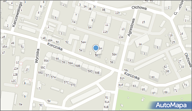 Zabrze, Korczoka Antoniego, ks. dr., 56, mapa Zabrza