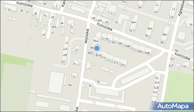 Zabrze, Korczoka Antoniego, ks. dr., 57, mapa Zabrza
