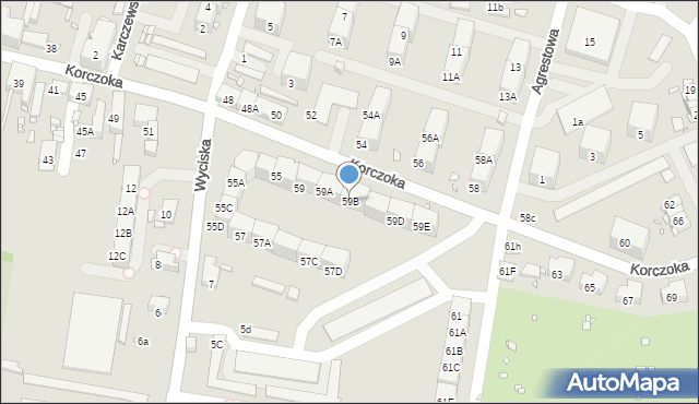 Zabrze, Korczoka Antoniego, ks. dr., 59B, mapa Zabrza