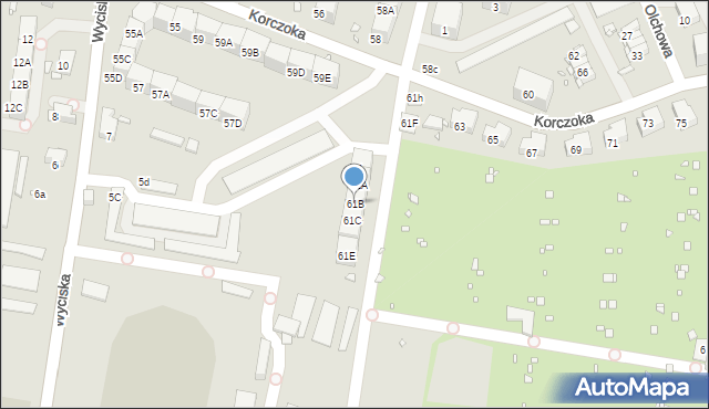 Zabrze, Korczoka Antoniego, ks. dr., 61B, mapa Zabrza