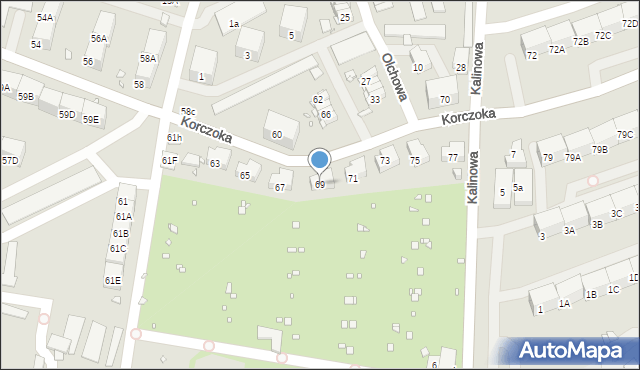 Zabrze, Korczoka Antoniego, ks. dr., 69, mapa Zabrza