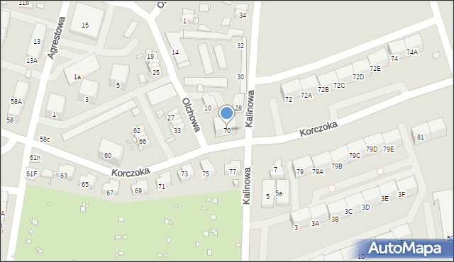 Zabrze, Korczoka Antoniego, ks. dr., 70, mapa Zabrza