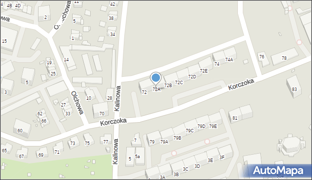 Zabrze, Korczoka Antoniego, ks. dr., 72A, mapa Zabrza