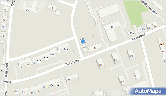 Zabrze, Korczoka Antoniego, ks. dr., 76, mapa Zabrza