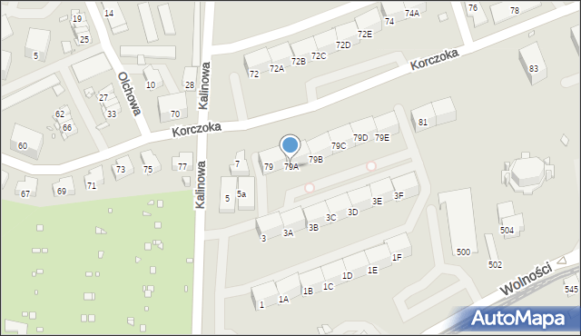 Zabrze, Korczoka Antoniego, ks. dr., 79A, mapa Zabrza