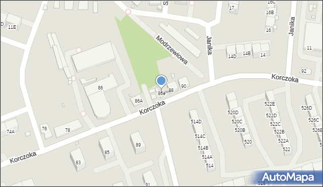 Zabrze, Korczoka Antoniego, ks. dr., 86e, mapa Zabrza