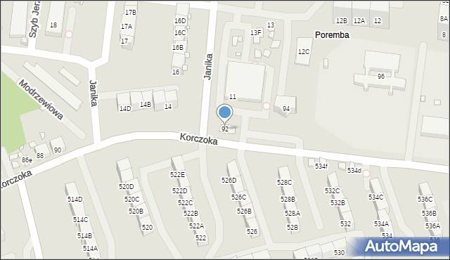 Zabrze, Korczoka Antoniego, ks. dr., 92, mapa Zabrza