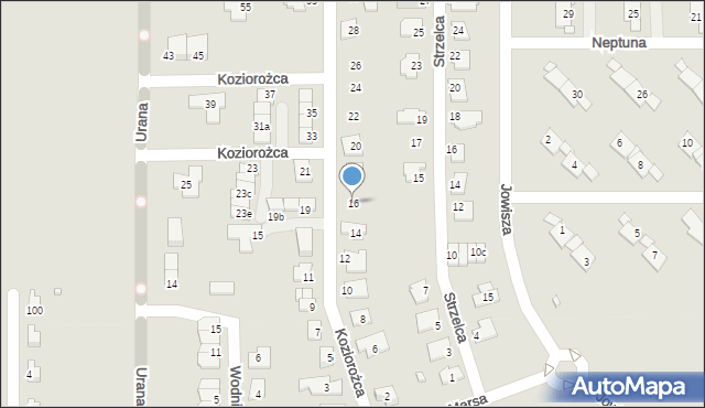 Zabrze, Koziorożca, 16, mapa Zabrza