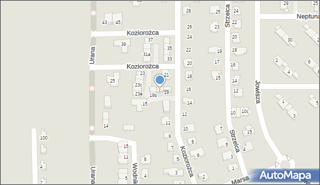 Zabrze, Koziorożca, 19a, mapa Zabrza