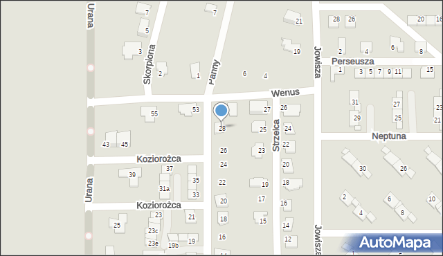 Zabrze, Koziorożca, 28, mapa Zabrza