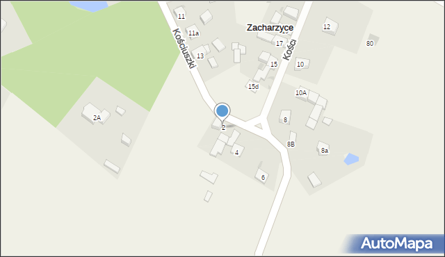 Zacharzyce, Kościuszki Tadeusza, gen., 2, mapa Zacharzyce