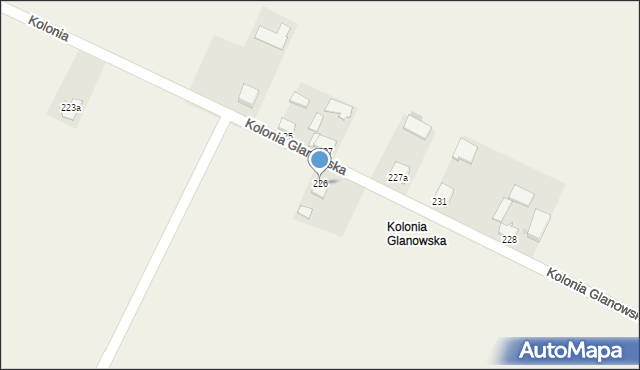 Zadroże, Kolonia Glanowska, 226, mapa Zadroże