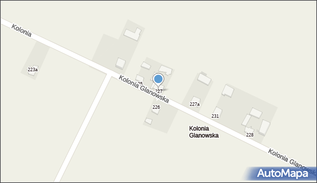 Zadroże, Kolonia Glanowska, 227, mapa Zadroże