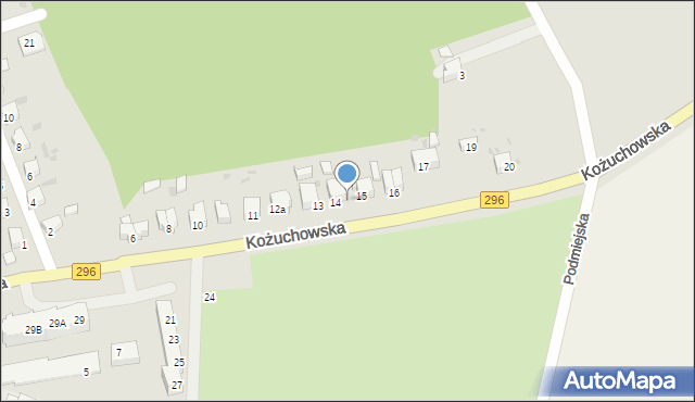 Żagań, Kożuchowska, 14a, mapa Żagań