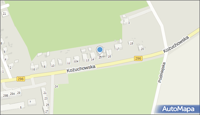 Żagań, Kożuchowska, 15, mapa Żagań
