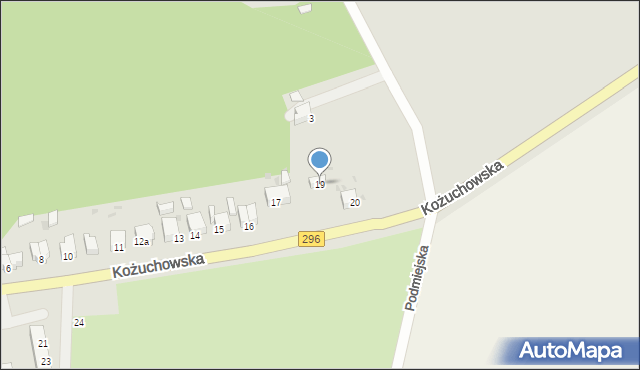 Żagań, Kożuchowska, 19, mapa Żagań