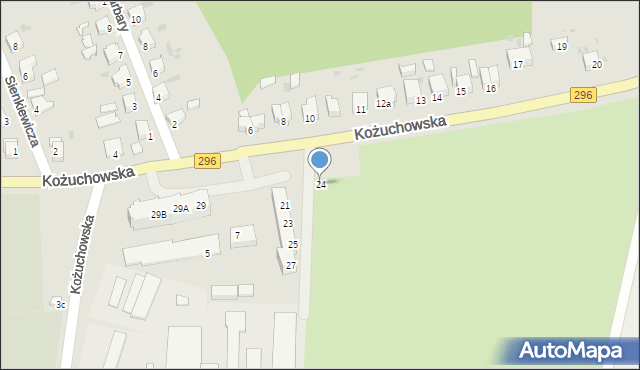 Żagań, Kożuchowska, 24, mapa Żagań