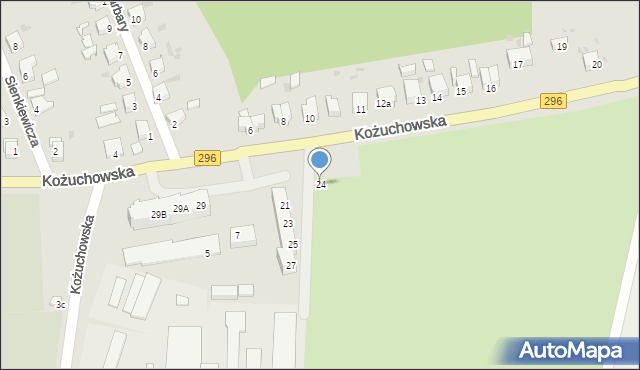 Żagań, Kożuchowska, 24, mapa Żagań