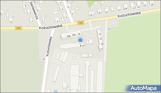 Żagań, Kożuchowska, 5, mapa Żagań