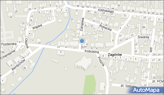 Zagórów, Kościelna, 10, mapa Zagórów