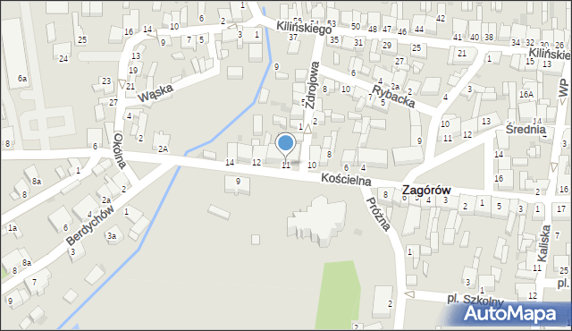 Zagórów, Kościelna, 11, mapa Zagórów