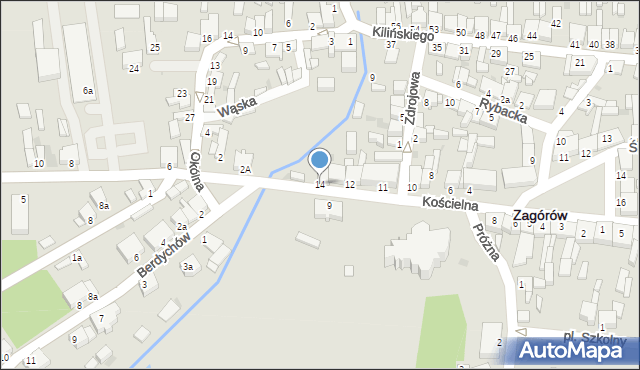 Zagórów, Kościelna, 14, mapa Zagórów