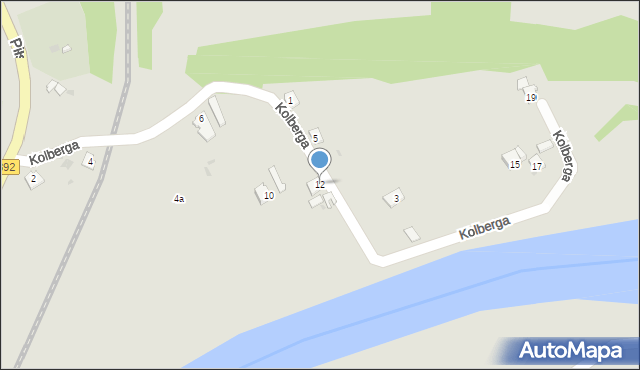 Zagórz, Kolberga, 12, mapa Zagórz