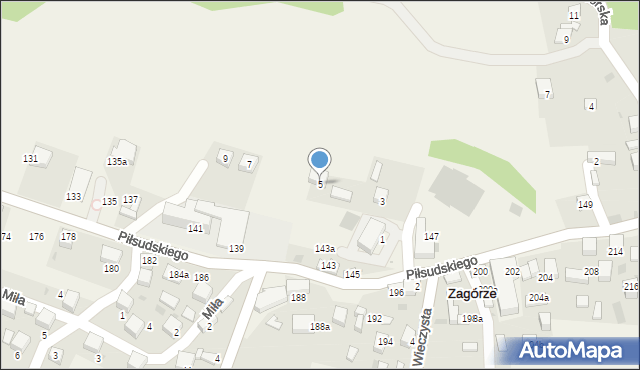 Zagórze, Kościelna, 5, mapa Zagórze