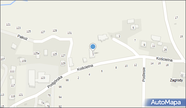 Zakliczyn, Kościelna, 1, mapa Zakliczyn