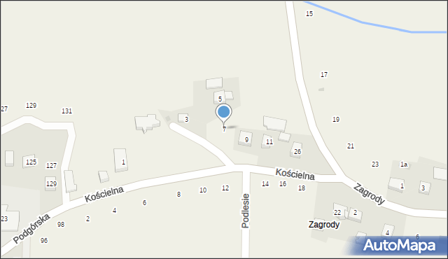 Zakliczyn, Kościelna, 7, mapa Zakliczyn